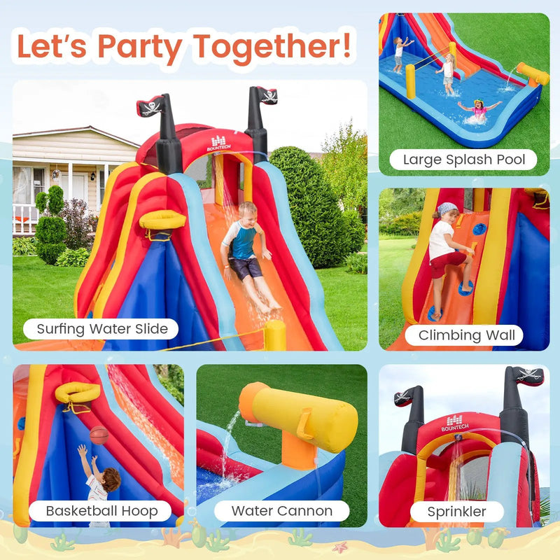 5-in-1 Inflatable Bounce House with 2 Water Slides and Large Splash Pool With 735W Blower by DirectDeals