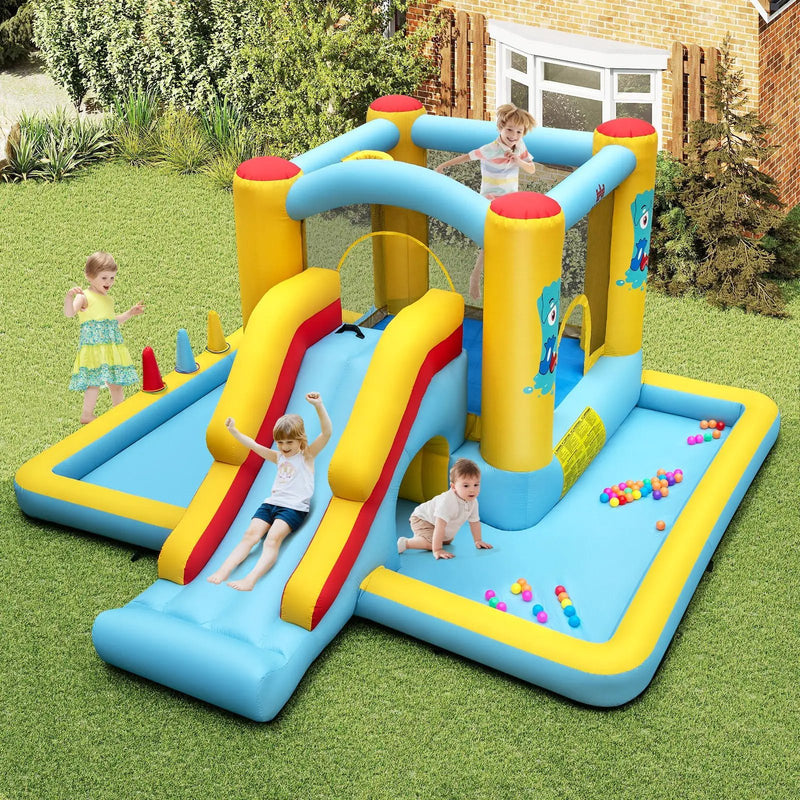 Inflatable Bounce House 7-in-1 Bouncy Castle with Slide and Tunnel with 550W Blower by DirectDeals