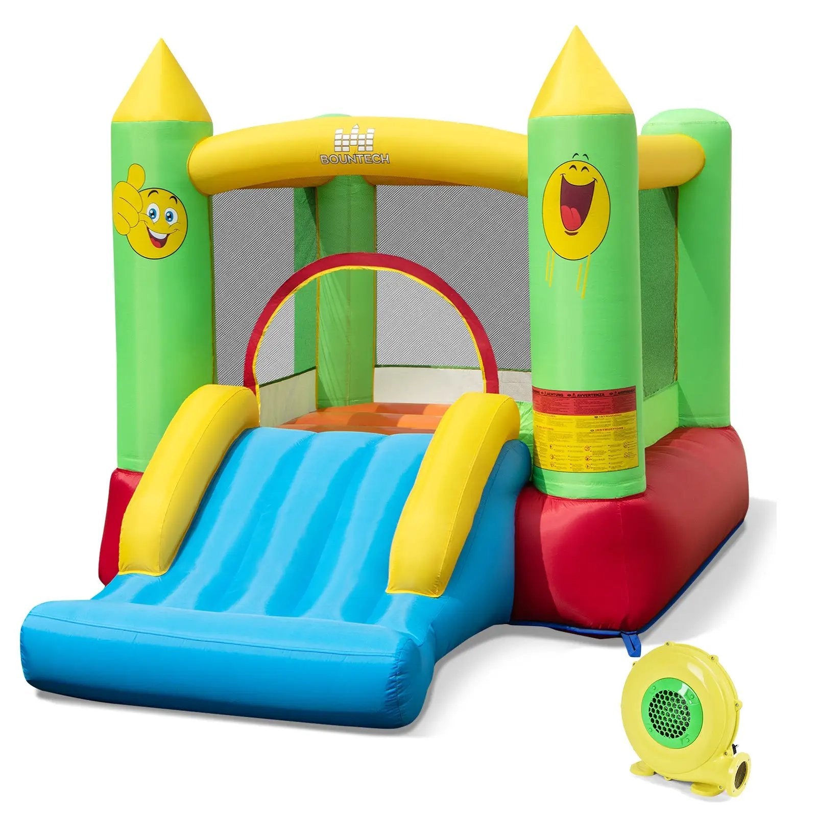 Inflatable Bounce House Kids Blow-up Bouncer with Slide with 480W Blower by DirectDeals
