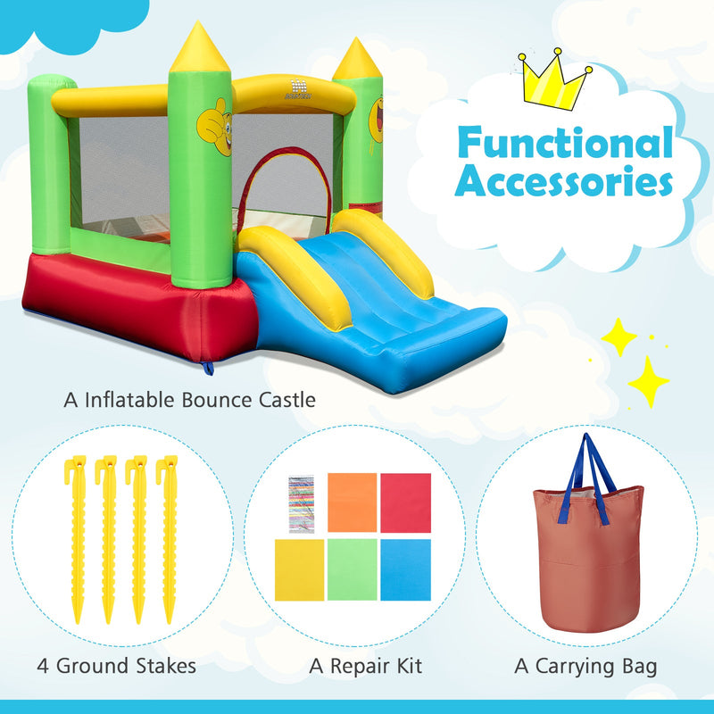 Inflatable Bounce House Kids Blow-up Bouncer with Slide without Blower by DirectDeals