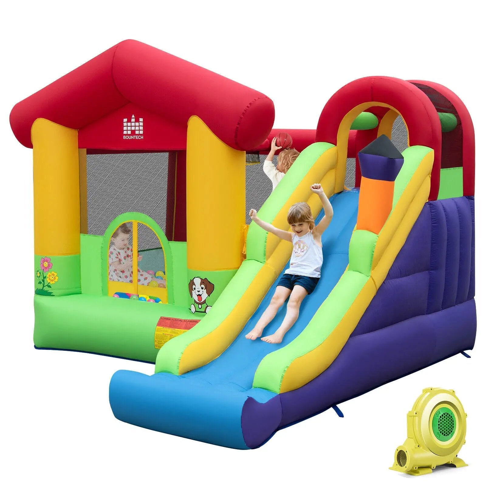 Inflatable Bounce House with Ocean Balls and 735W Air Blower by DirectDeals