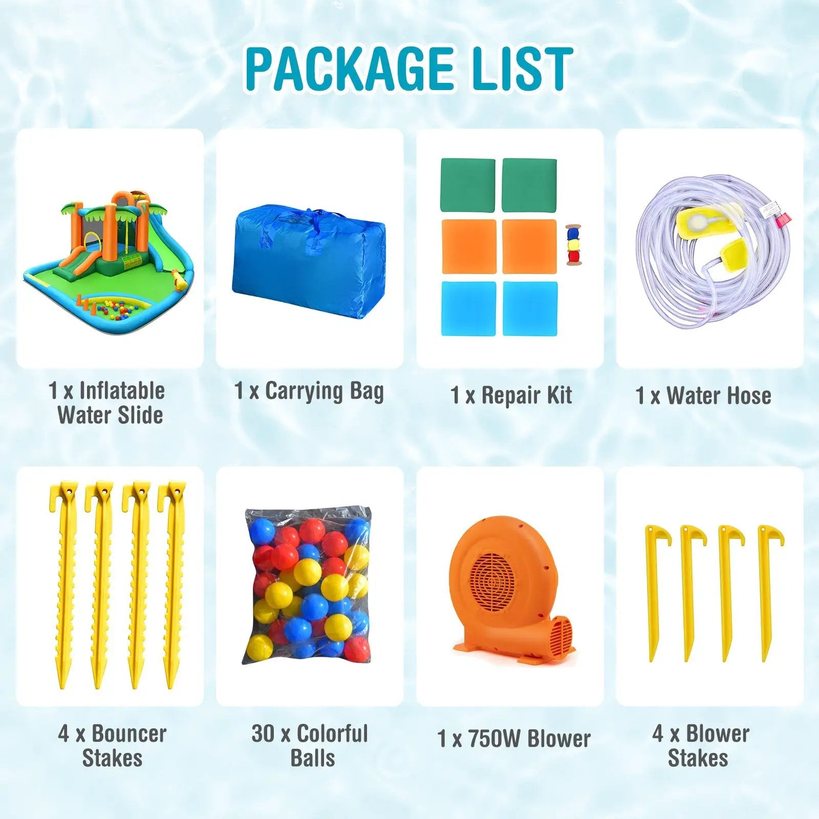 7-in-1 Inflatable Water Slide Park with Trampoline Climbing and 680W Blower by DirectDeals