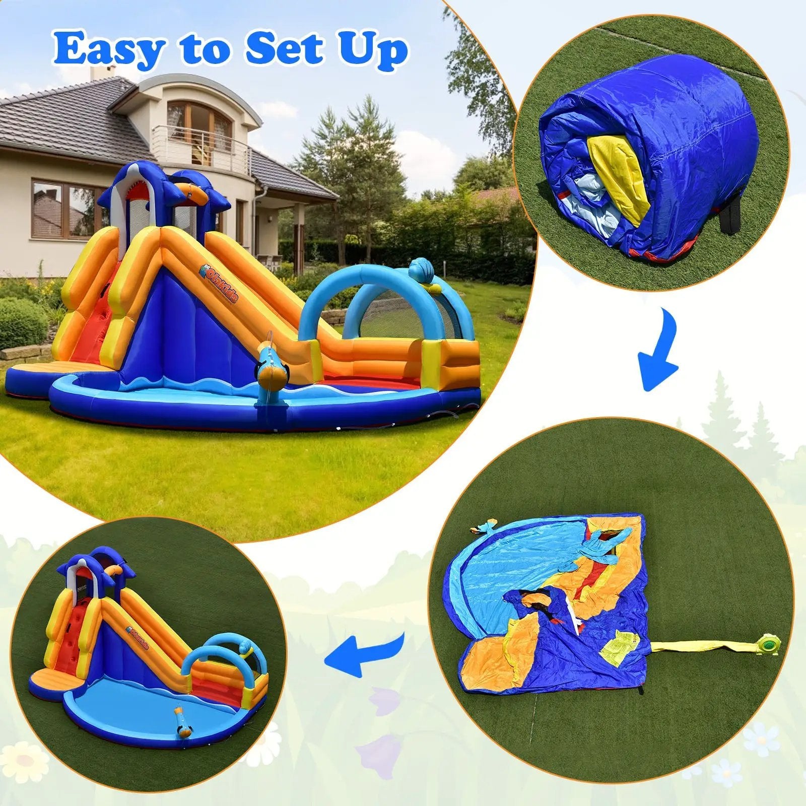 Inflatable Bouncy House with Slide and Splash Pool without Blower by DirectDeals