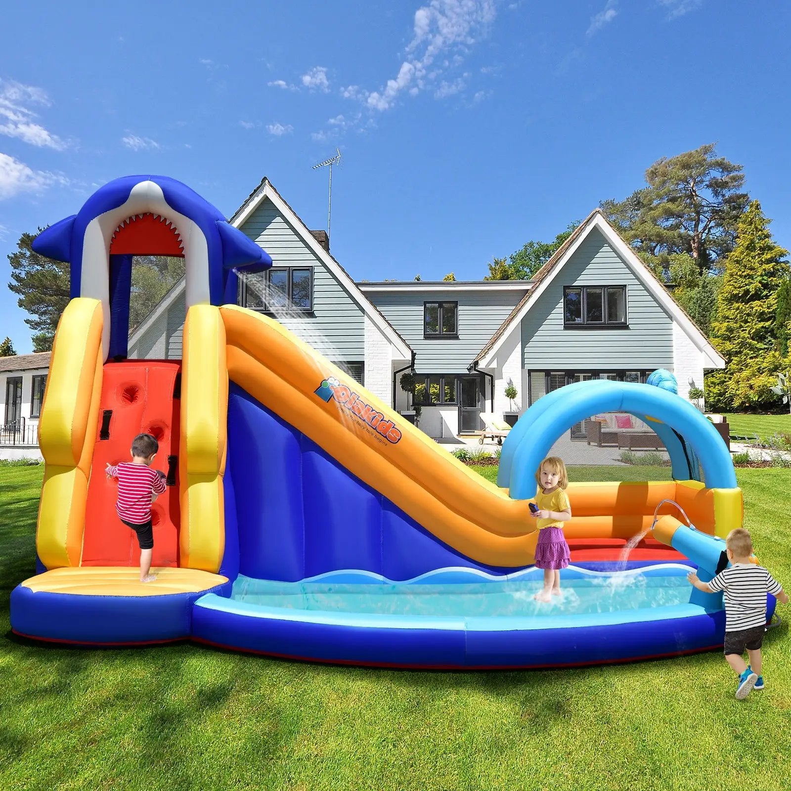 Inflatable Bouncy House with Slide and Splash Pool without Blower by DirectDeals