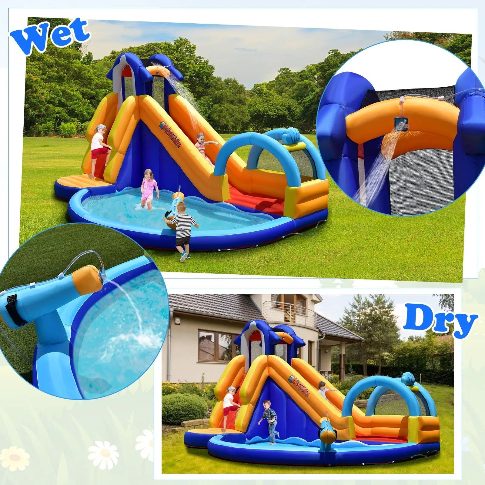 Inflatable Bouncy House with Slide and Splash Pool without Blower by DirectDeals