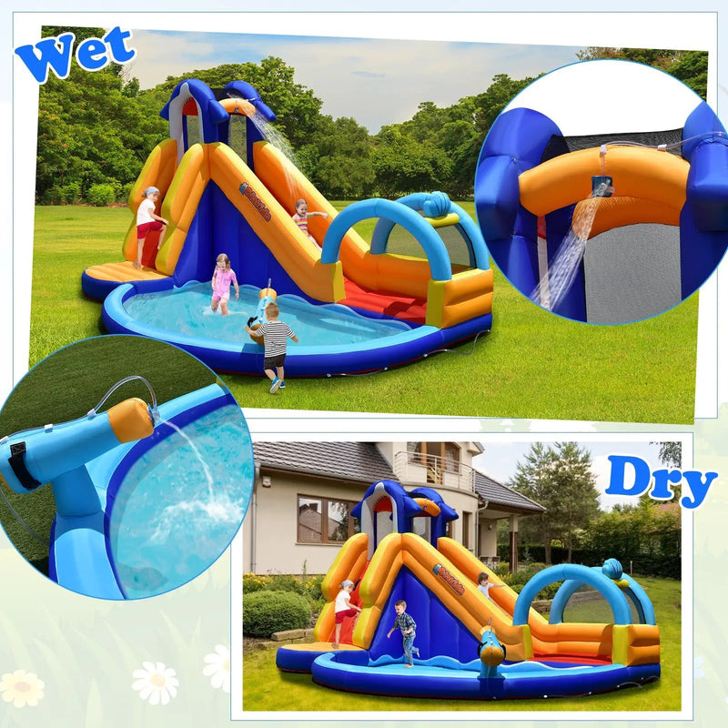 Inflatable Bouncy House with Slide and Splash Pool without Blower by DirectDeals