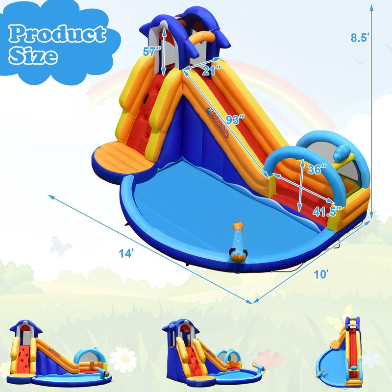 Inflatable Bouncy House with Slide and Splash Pool without Blower by DirectDeals