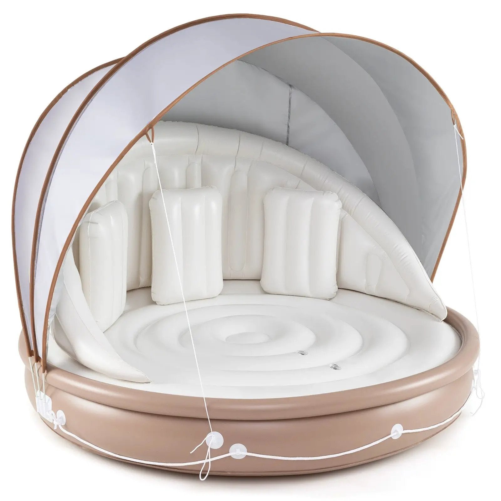 Inflatable Canopy Island Tanning Pool Lounger Float with Retractable Canopy by DirectDeals
