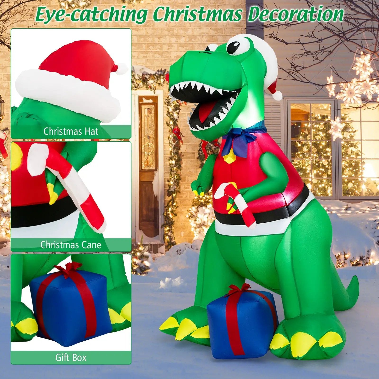 Inflatable Christmas Decoration with LED Lights and Waterproof Blower by DirectDeals