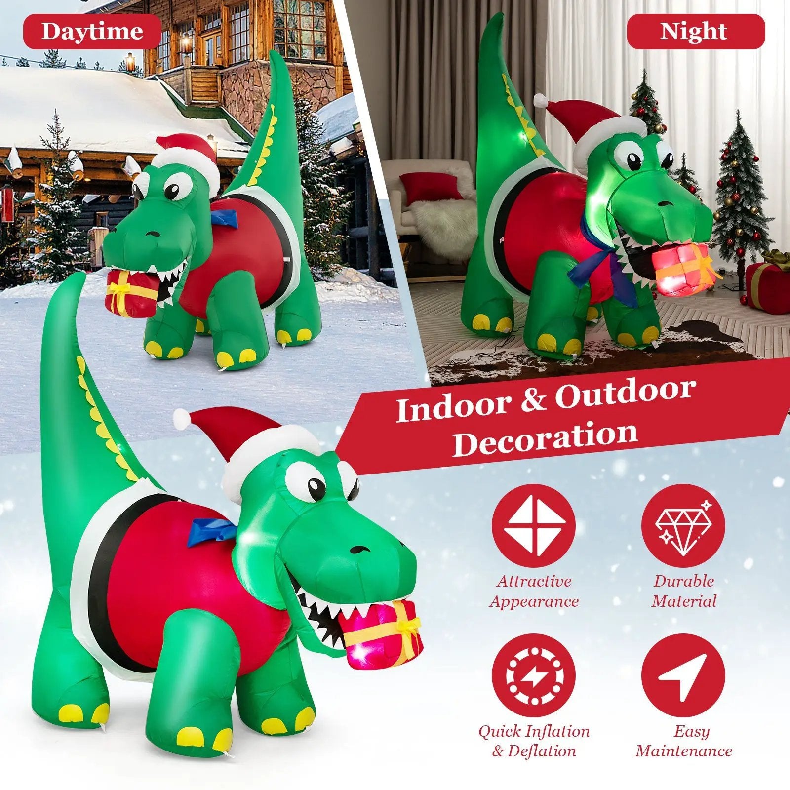 Inflatable Christmas Decoration with LED Lights for Yard by DirectDeals