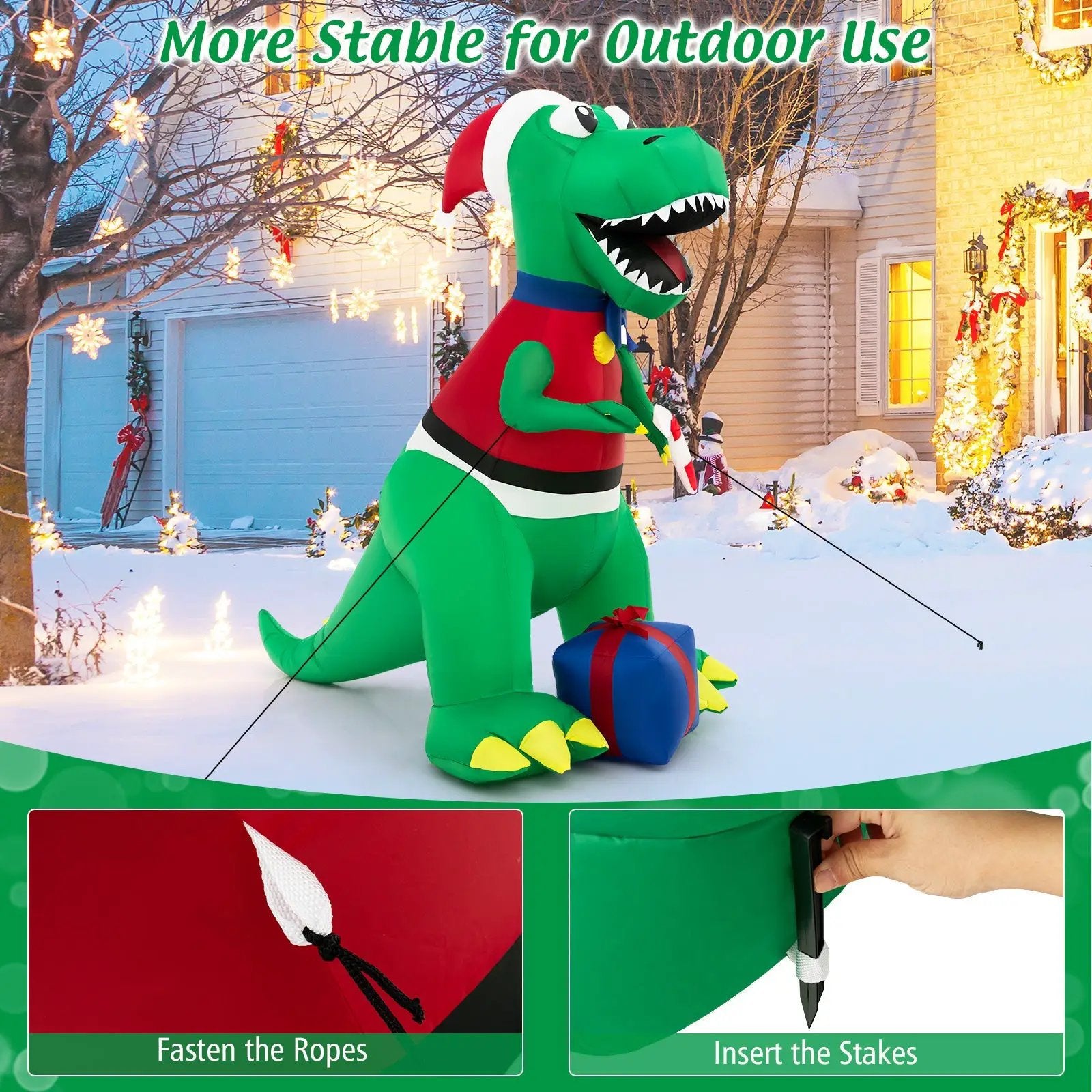 Inflatable Christmas Decoration with LED Lights and Waterproof Blower by DirectDeals