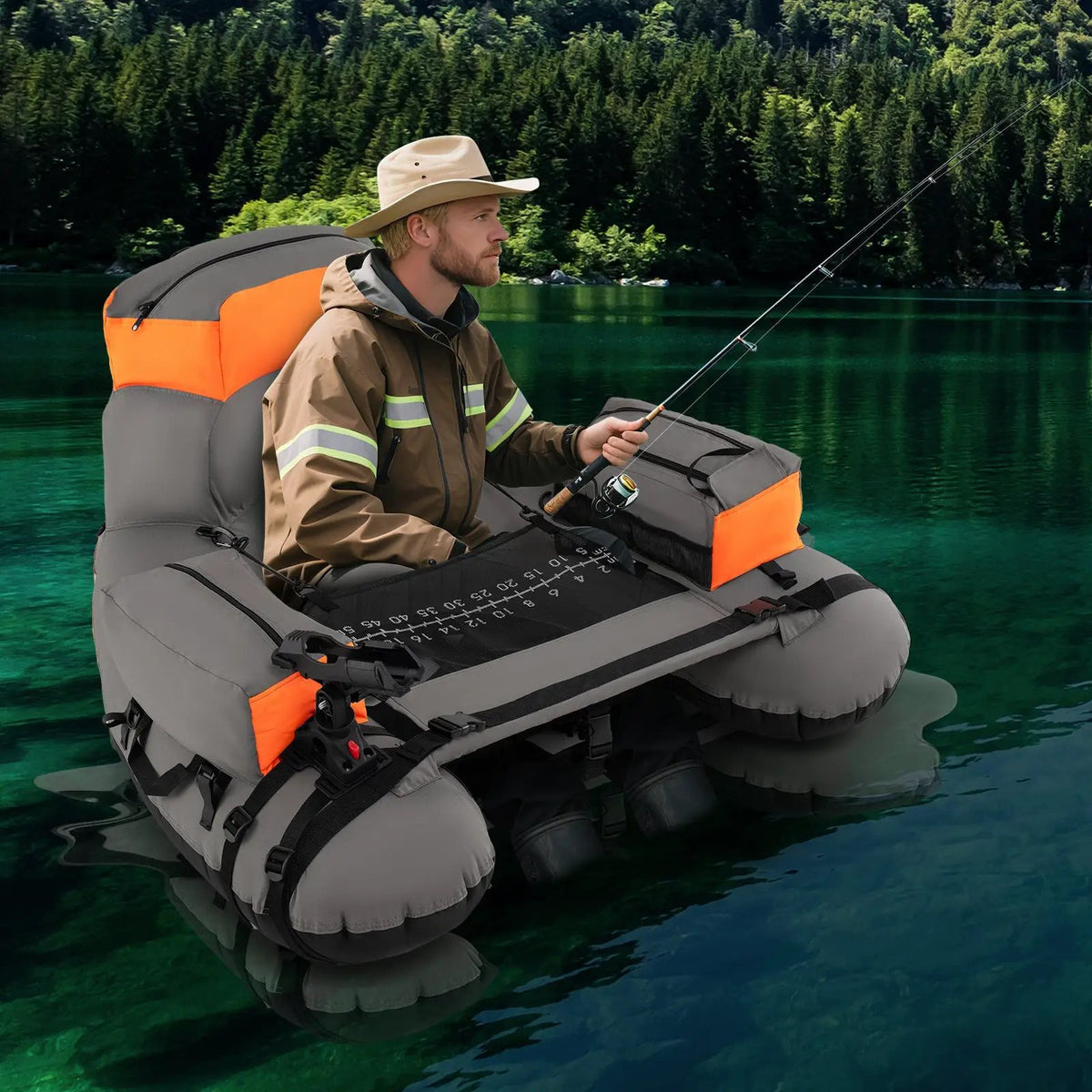 Inflatable Fishing Float Tube with Shoulder Straps and Storage for Angling, photo 2 of 16