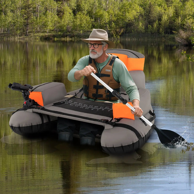 Inflatable Fishing Float Tube with Shoulder Straps and Storage for Angling by DirectDeals