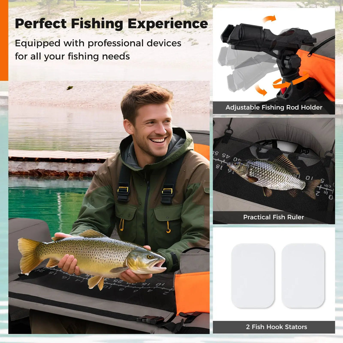 Inflatable Fishing Float Tube with Shoulder Straps and Storage for Angling, photo 16 of 16