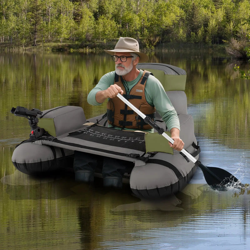 Inflatable Fishing Float Tube with Shoulder Straps and Storage for Angling by DirectDeals