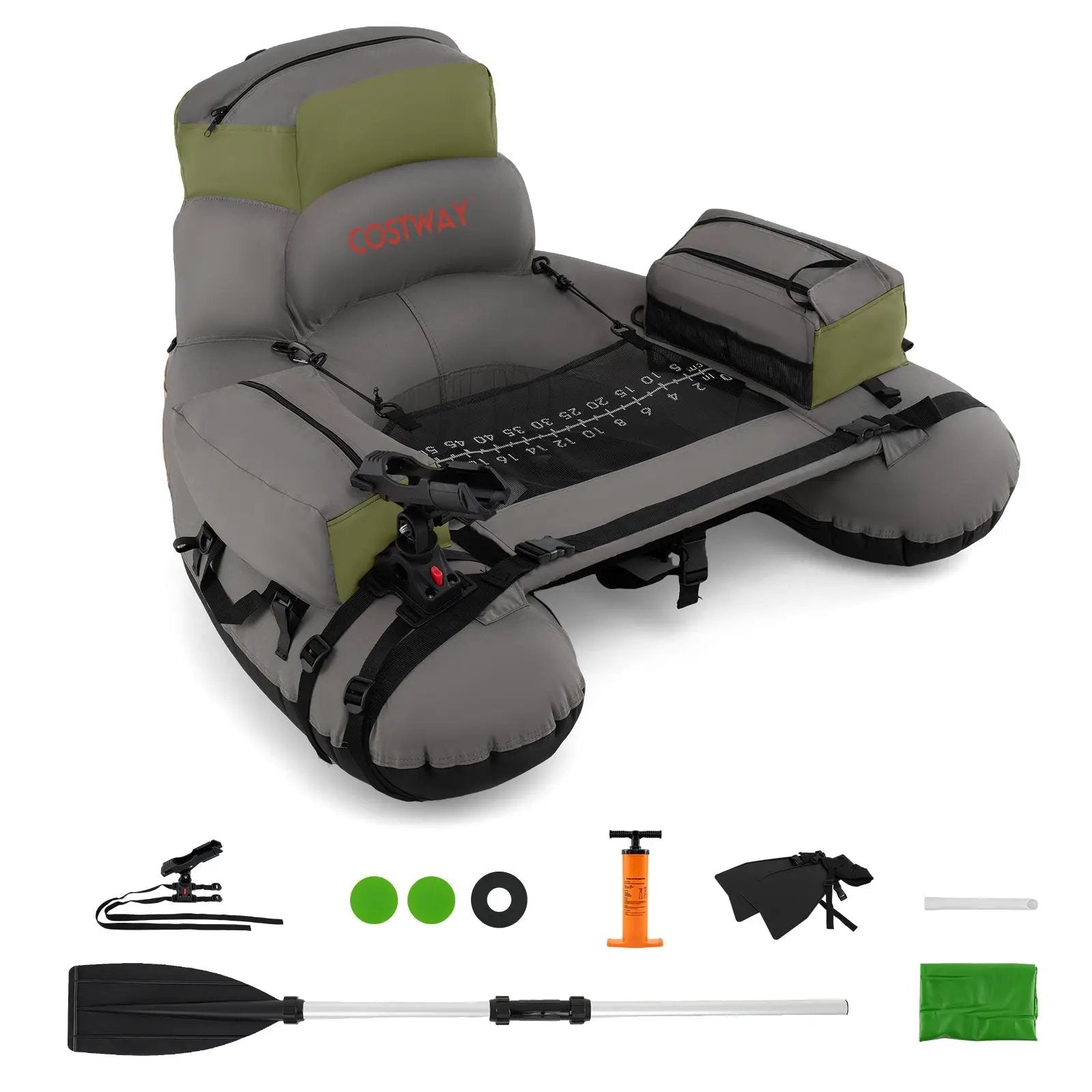 Inflatable Fishing Float Tube with Shoulder Straps and Storage for Angling by DirectDeals