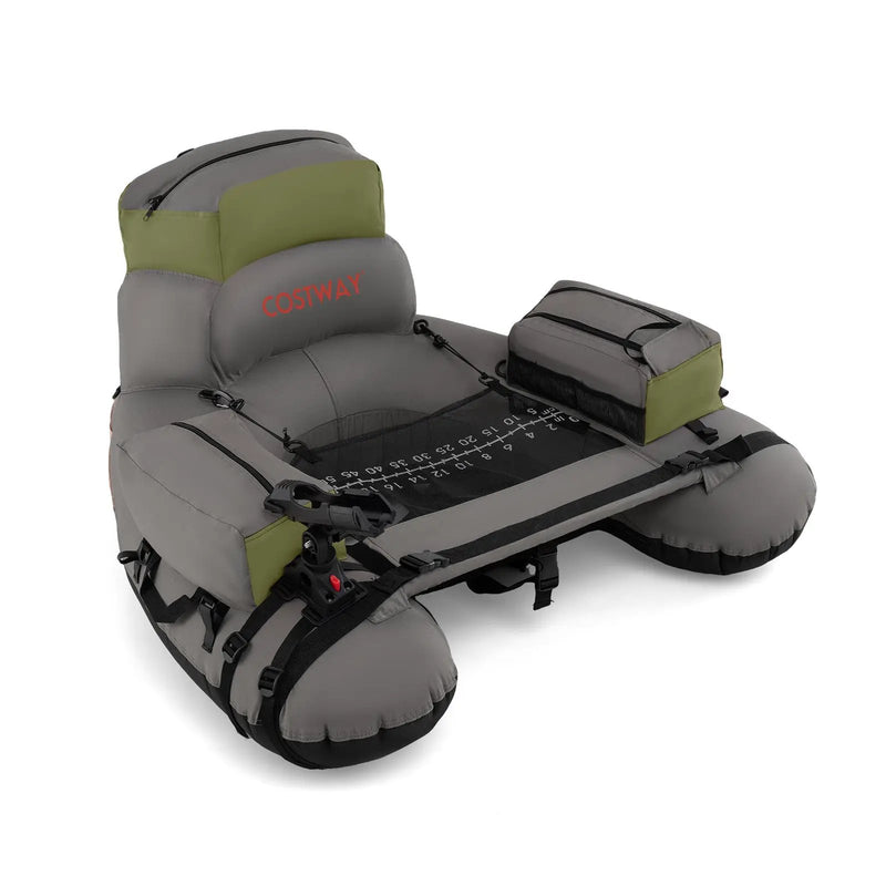 Inflatable Fishing Float Tube with Shoulder Straps and Storage for Angling by DirectDeals