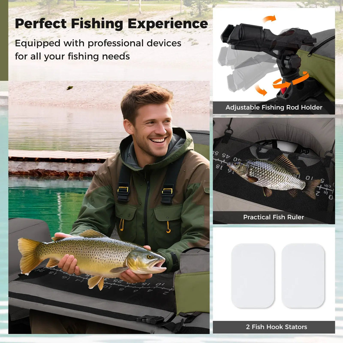 Inflatable Fishing Float Tube with Shoulder Straps and Storage for Angling, photo 13 of 16