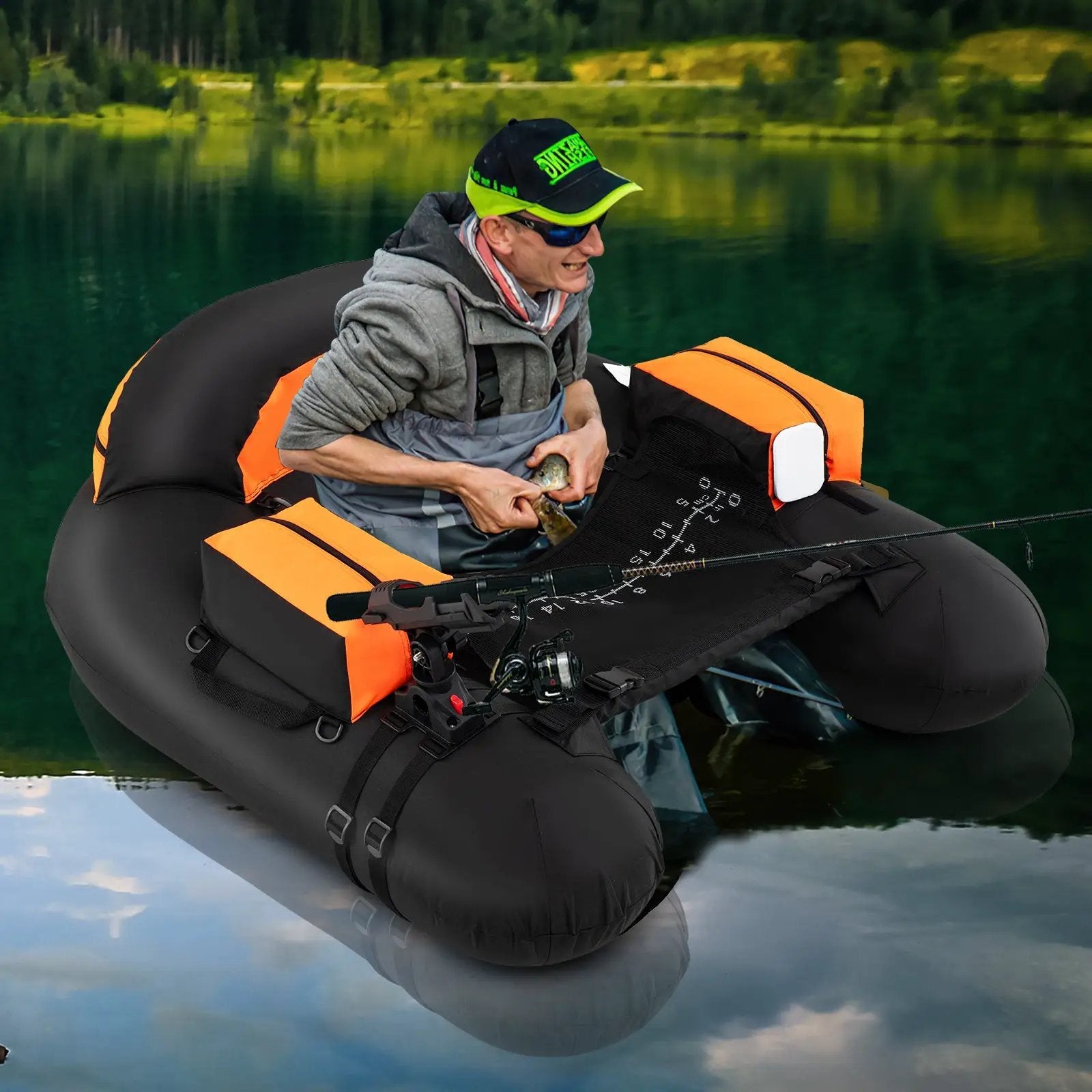 Inflatable Float Tube with Adjustable Fishing Rod Holder and Fish Hook Stator by DirectDeals