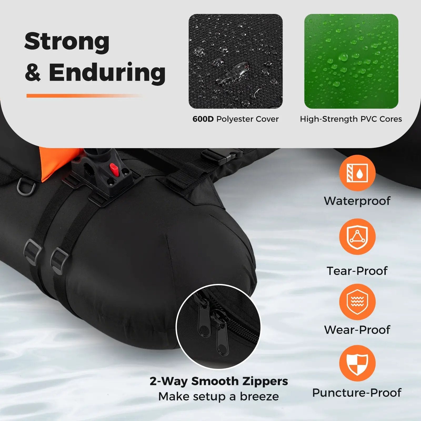 Inflatable Float Tube with Adjustable Fishing Rod Holder and Fish Hook Stator by DirectDeals