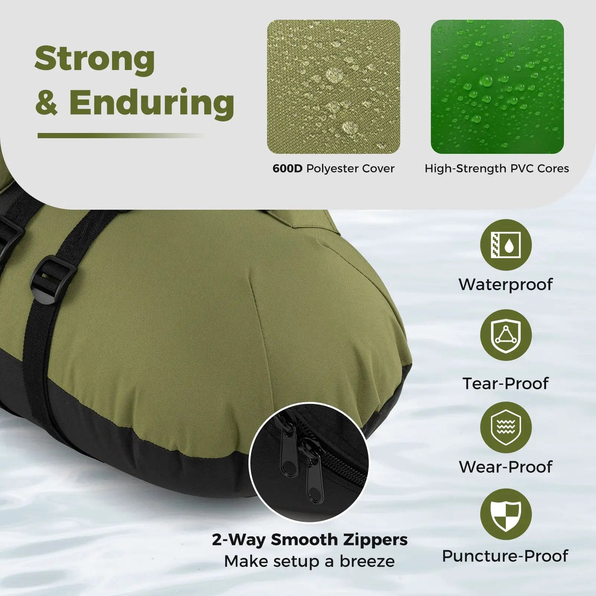 Inflatable Float Tube with Adjustable Fishing Rod Holder and Fish Hook Stator, photo 2 of 16