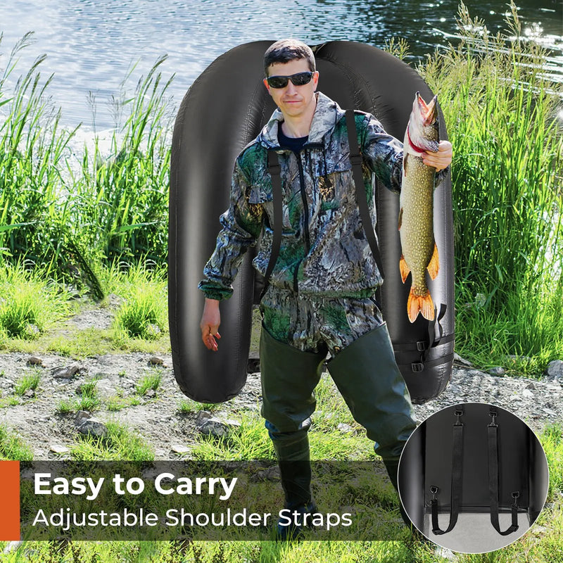 Inflatable Float Tube with Fish Ruler Rod Holder and Storage Pockets-Camouflage by DirectDeals