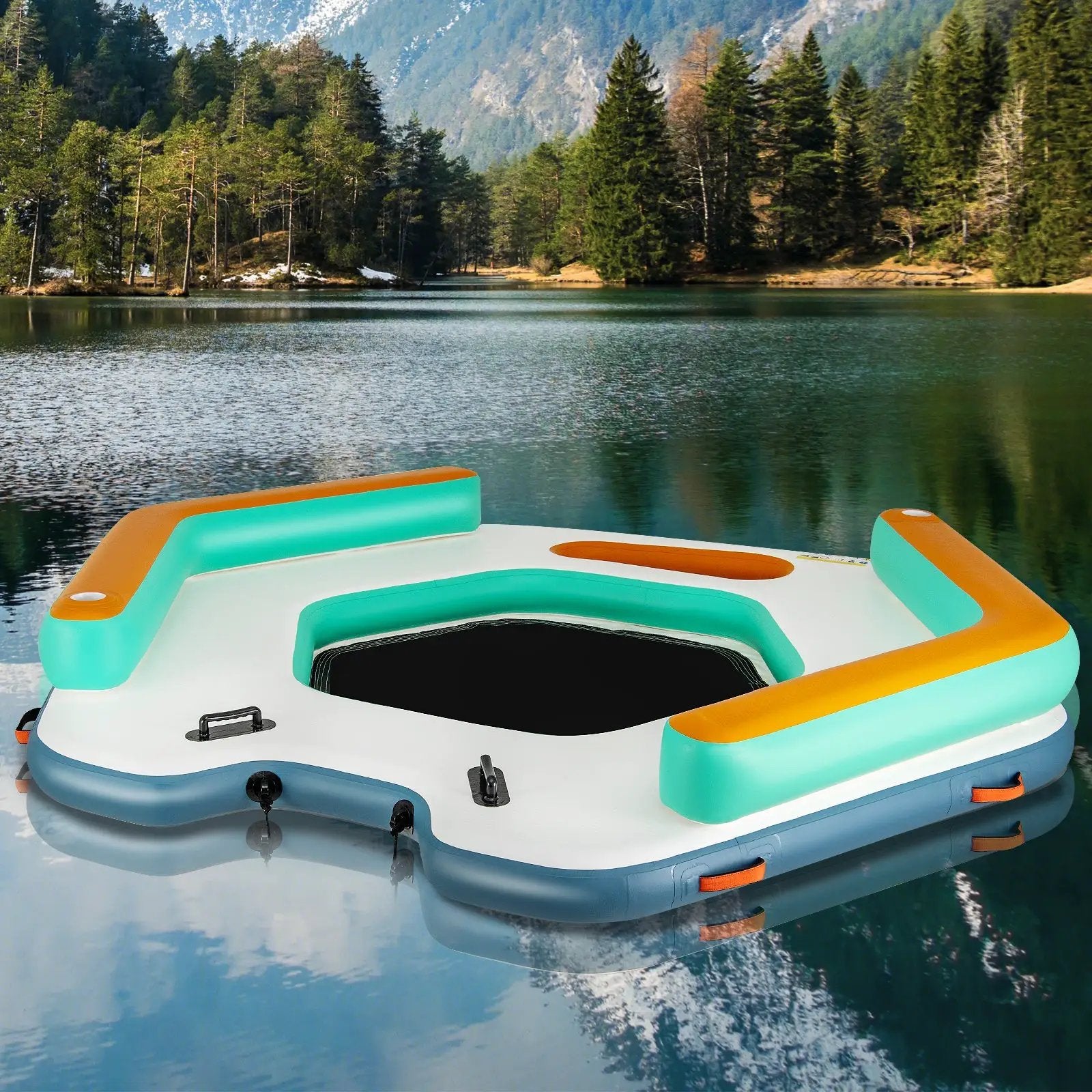 8.7 Feet Inflatable Floating Dock with Detachable Ladder and Mesh Swim Lounge by DirectDeals