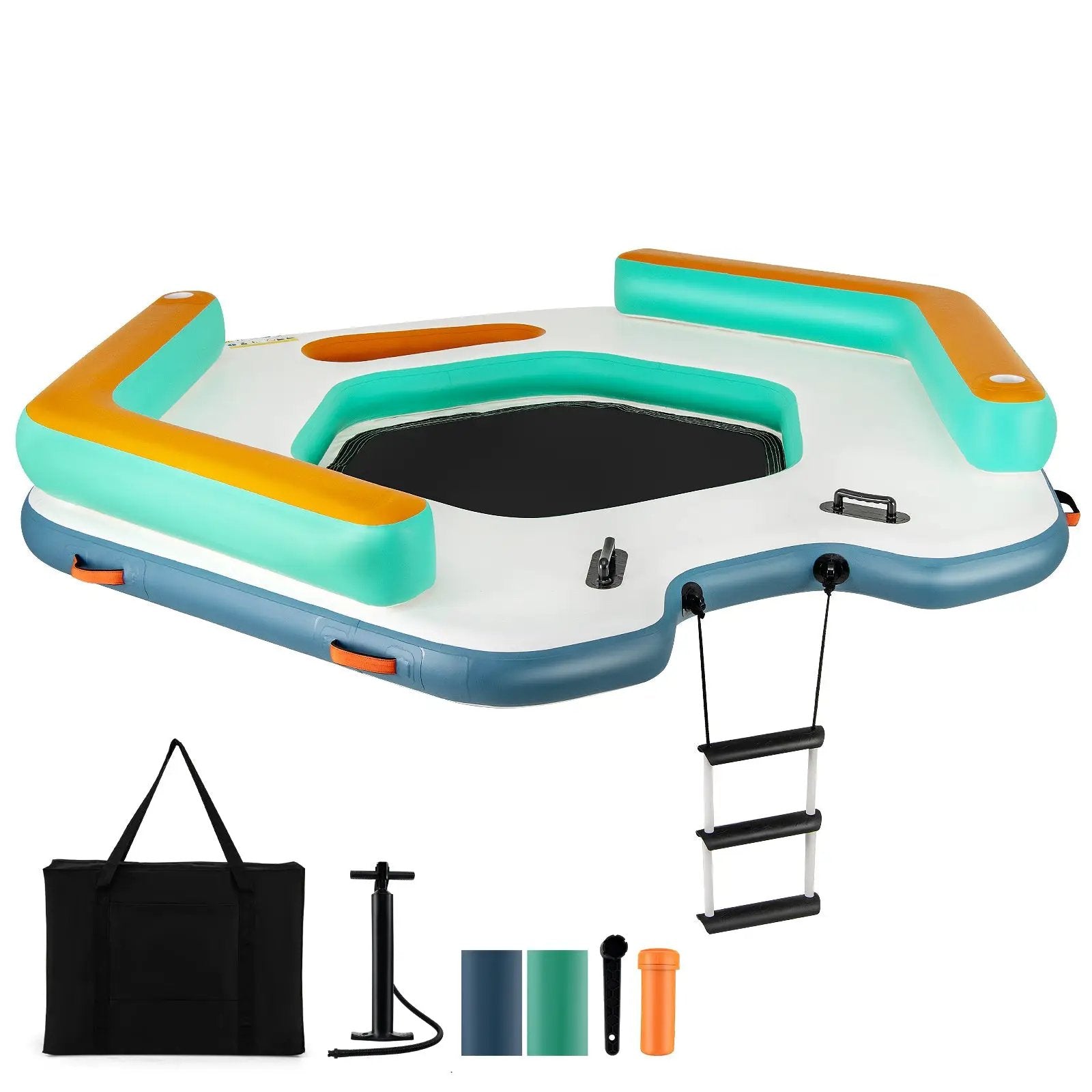 8.7 Feet Inflatable Floating Dock with Detachable Ladder and Mesh Swim Lounge by DirectDeals
