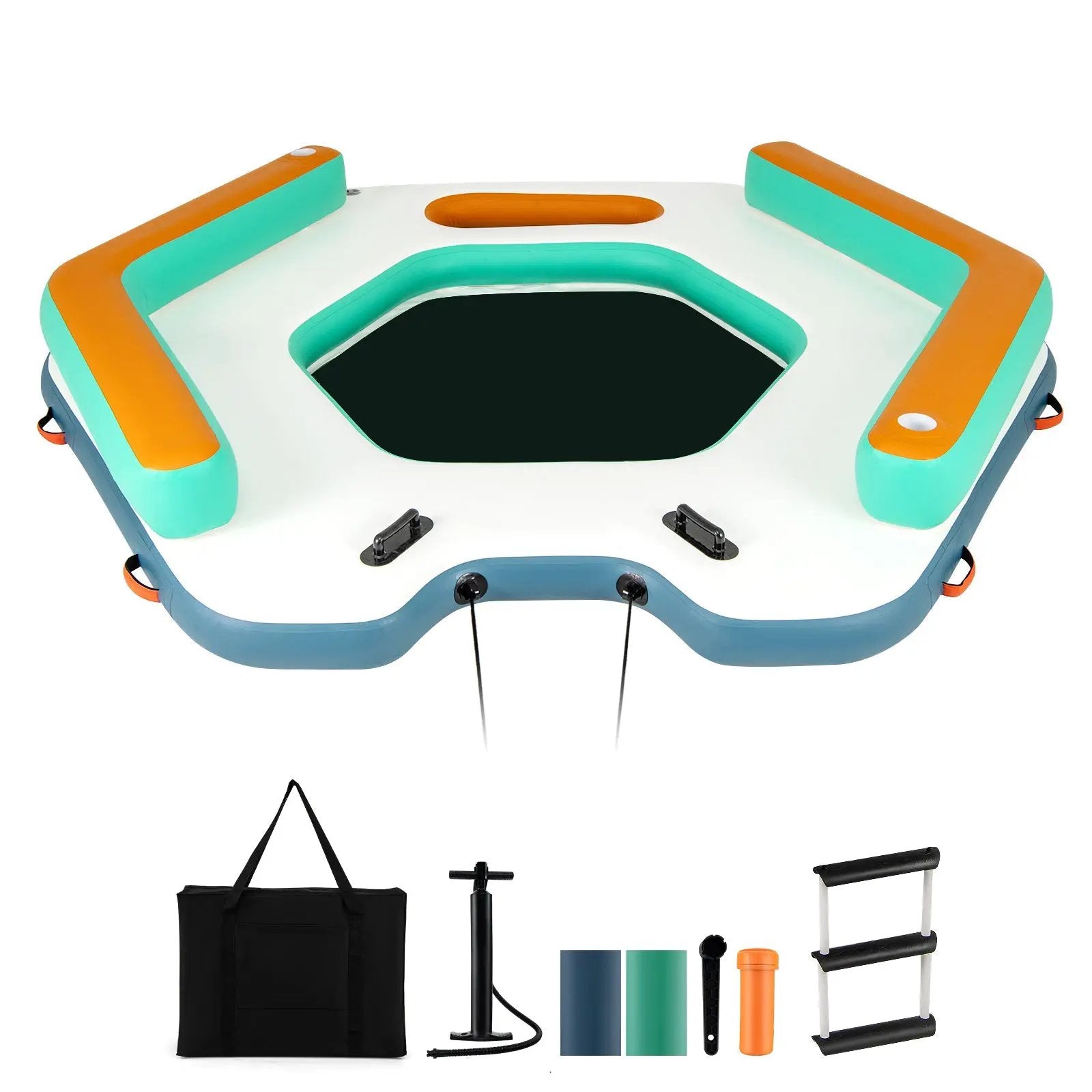 8.7 Feet Inflatable Floating Dock with Detachable Ladder and Mesh Swim Lounge by DirectDeals