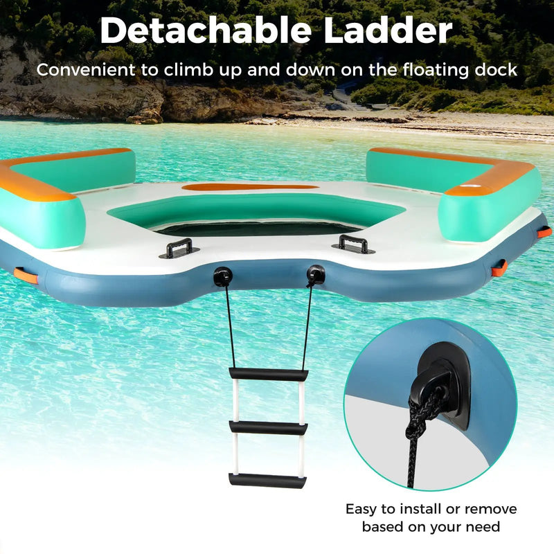 8.7 Feet Inflatable Floating Dock with Detachable Ladder and Mesh Swim Lounge by DirectDeals