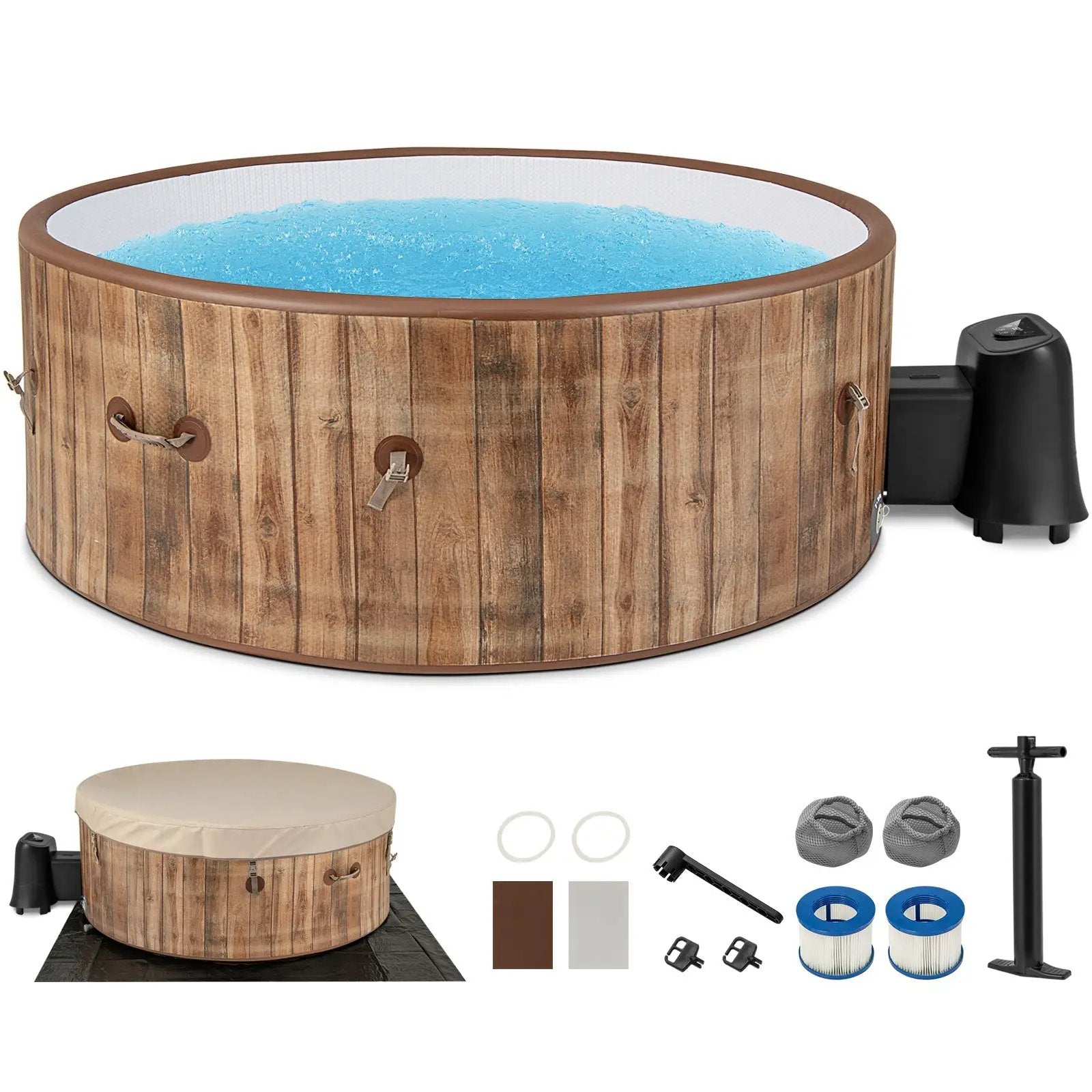 72 Inches Inflatable Hot Tub SPA with 120 Air Jets Electric Heater Pump for 4-6 Person-Coffee by DirectDeals