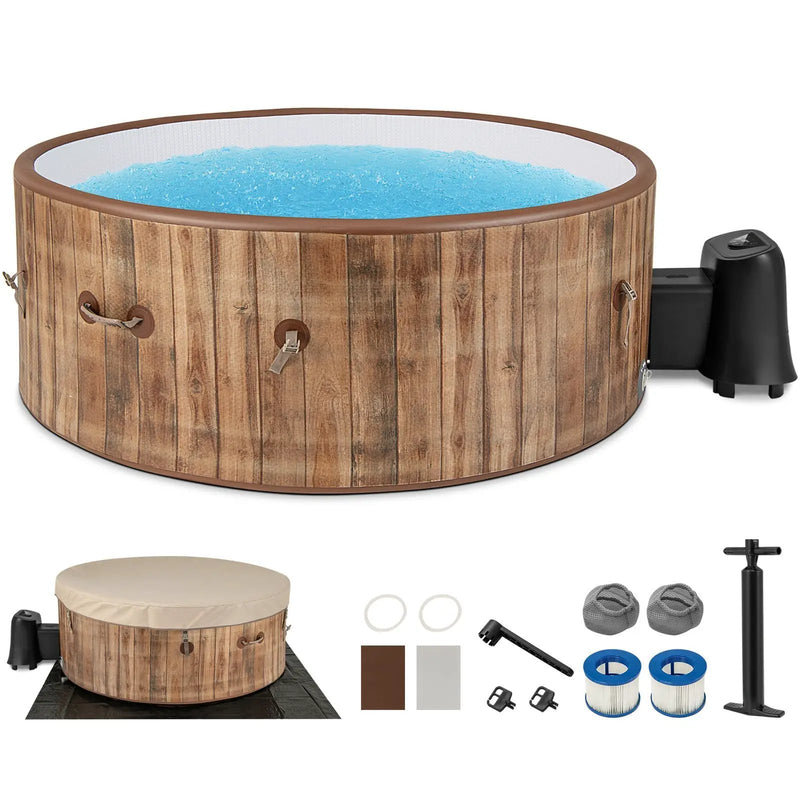 72 Inches Inflatable Hot Tub SPA with 120 Air Jets Electric Heater Pump for 4-6 Person-Coffee by DirectDeals