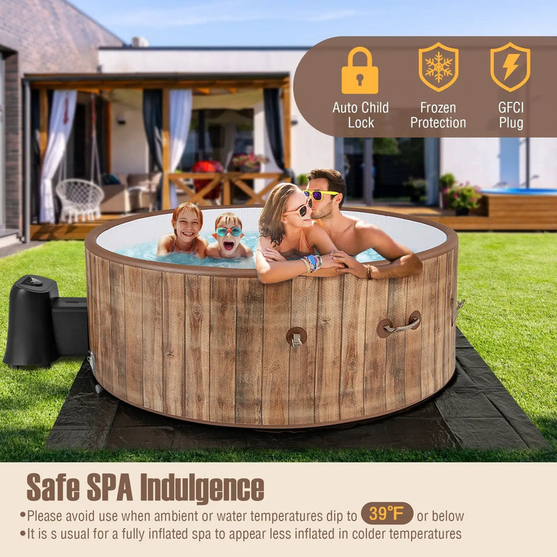 72 Inches Inflatable Hot Tub SPA with 120 Air Jets Electric Heater Pump for 4-6 Person-Coffee by DirectDeals