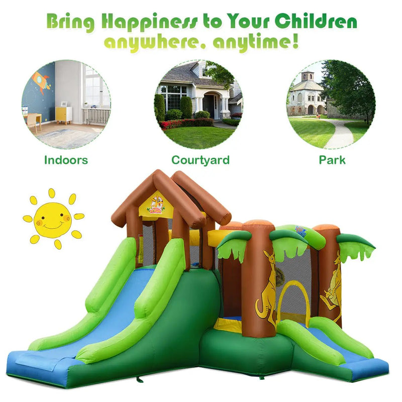 Kids Inflatable Jungle Bounce House Castle with 680W Blower by DirectDeals