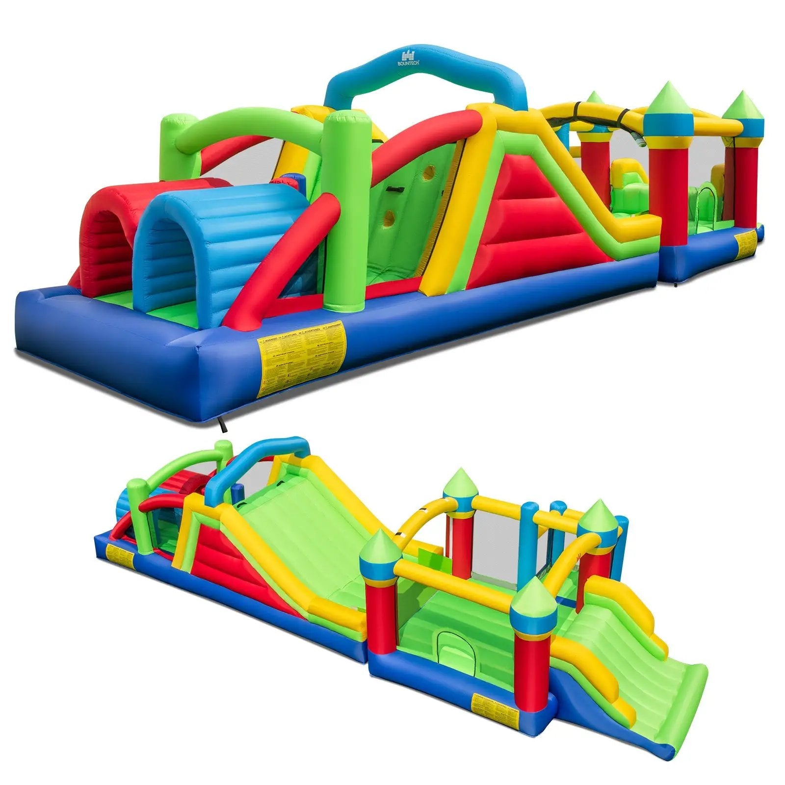 Inflatable Obstacle Course Bounce House with Dual Slides with 2 680W Blower by DirectDeals