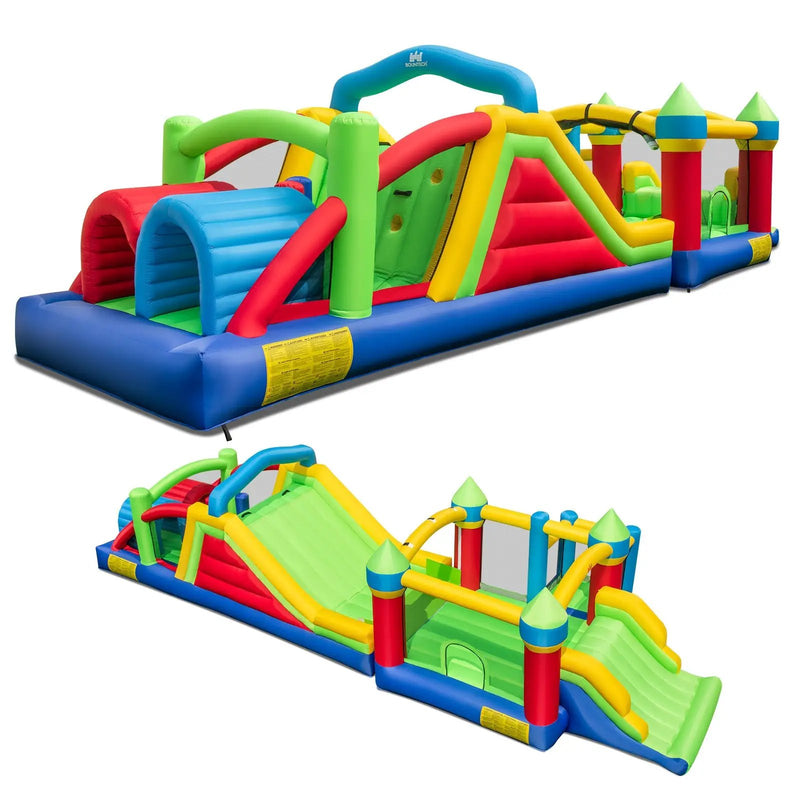 Inflatable Obstacle Course Bounce House with Dual Slides with 2 680W Blower by DirectDeals