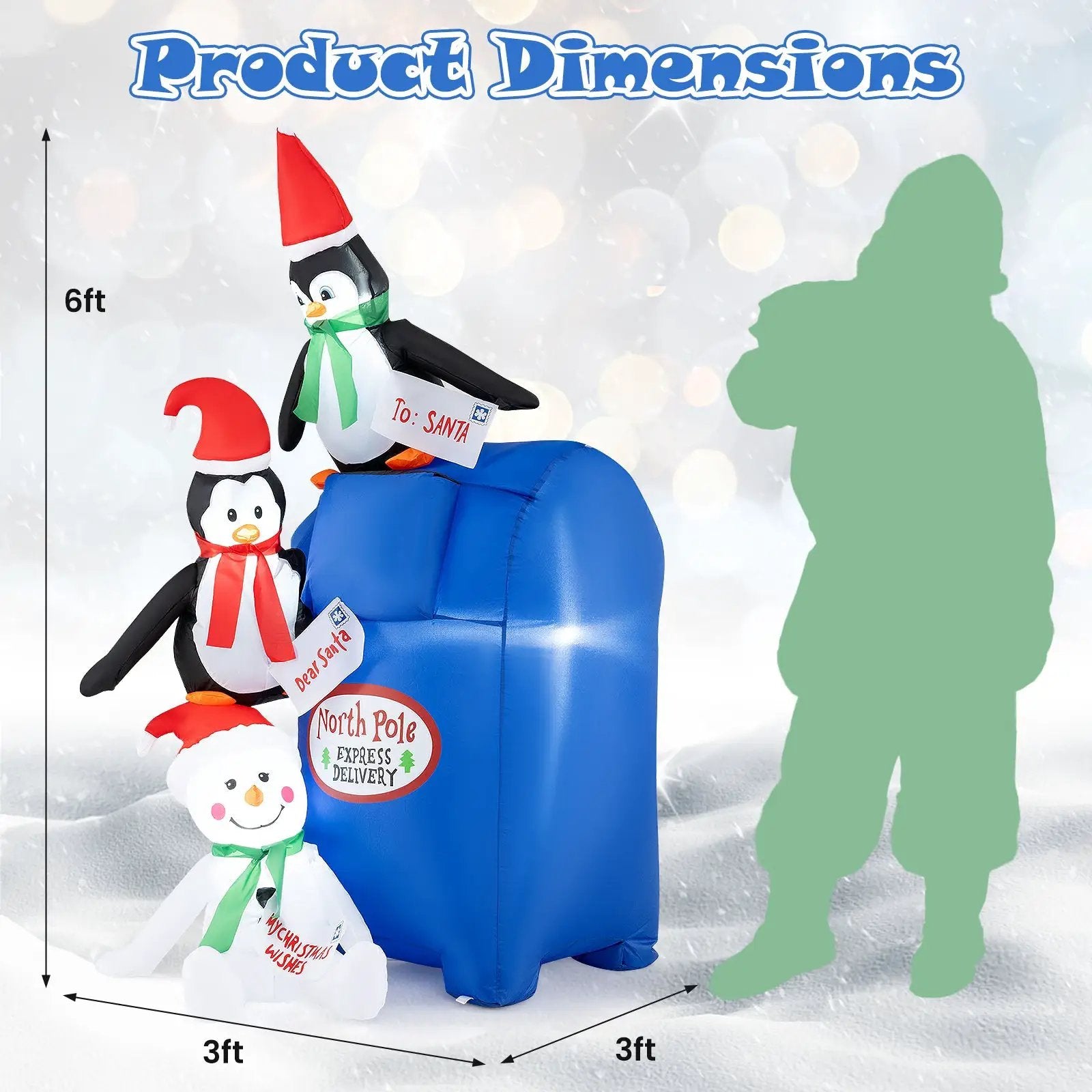 6 Feet Lighted Christmas Inflatable Penguins and Snowman with Built-in LED Lights by DirectDeals