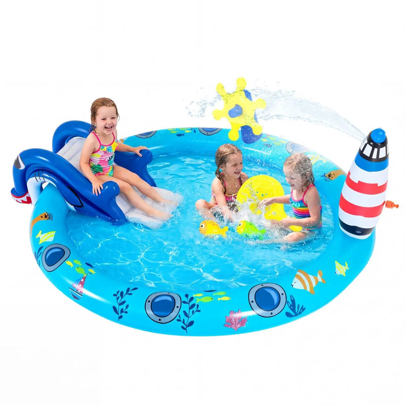 Inflatable Play Center Marine Life Spray Pool with Shark by DirectDeals