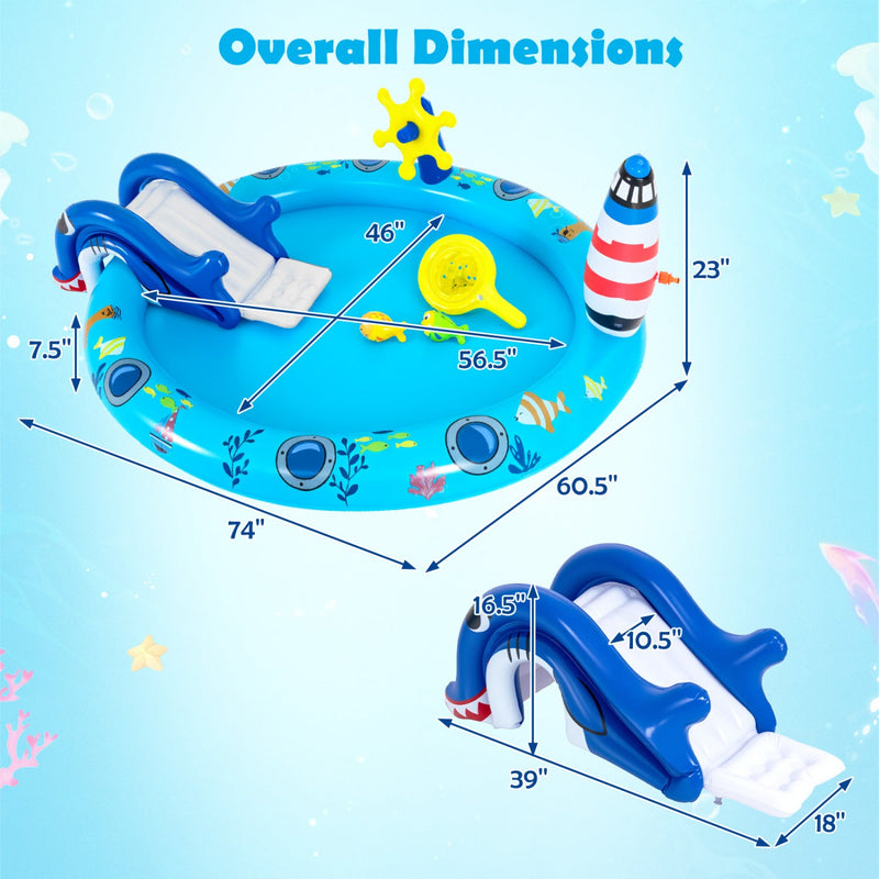 Inflatable Play Center Marine Life Spray Pool with Shark by DirectDeals