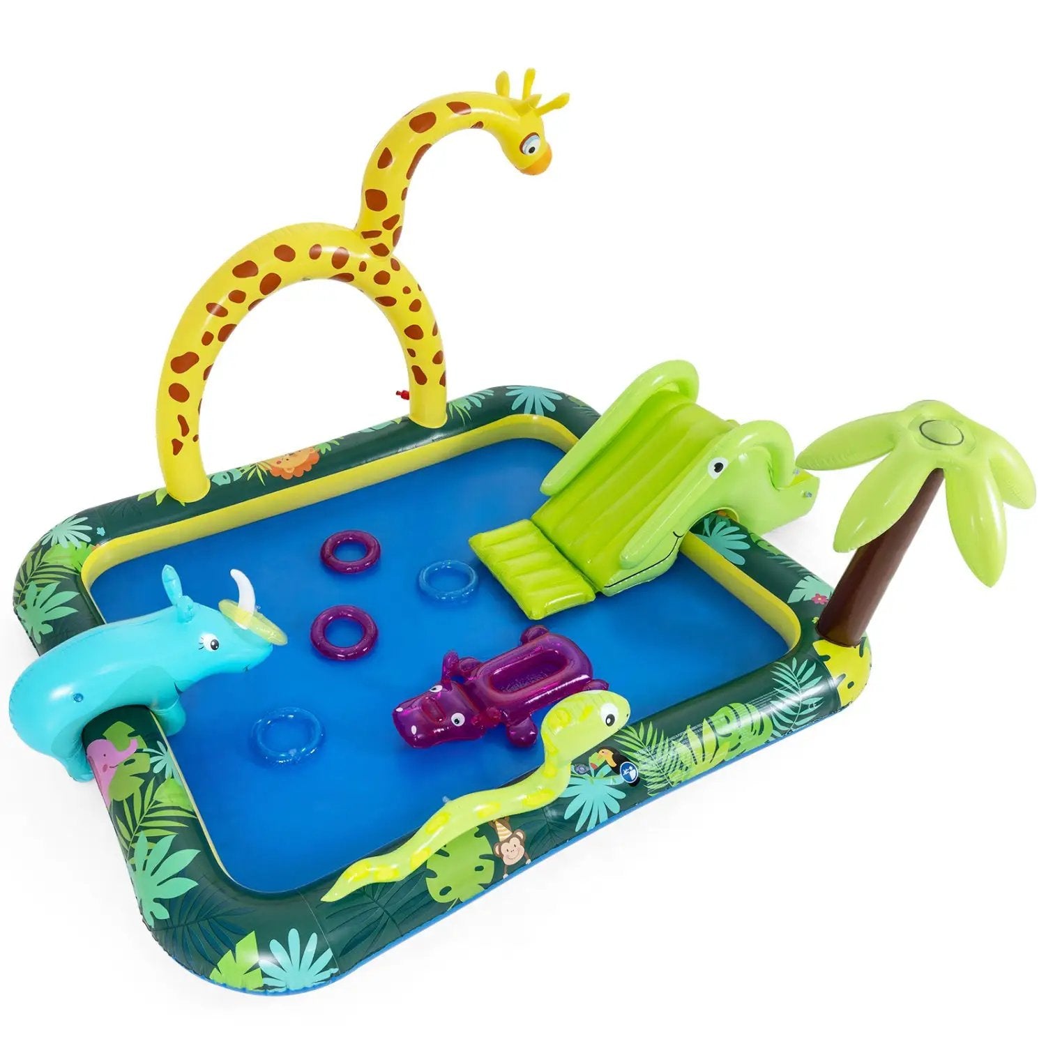 Inflatable Play Center Jungle Animal Spray Pool with Slide Giraffe by DirectDeals