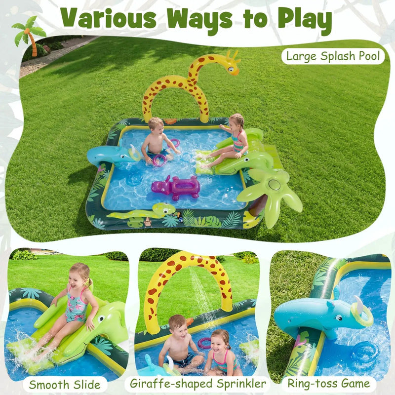 Inflatable Play Center Jungle Animal Spray Pool with Slide Giraffe by DirectDeals