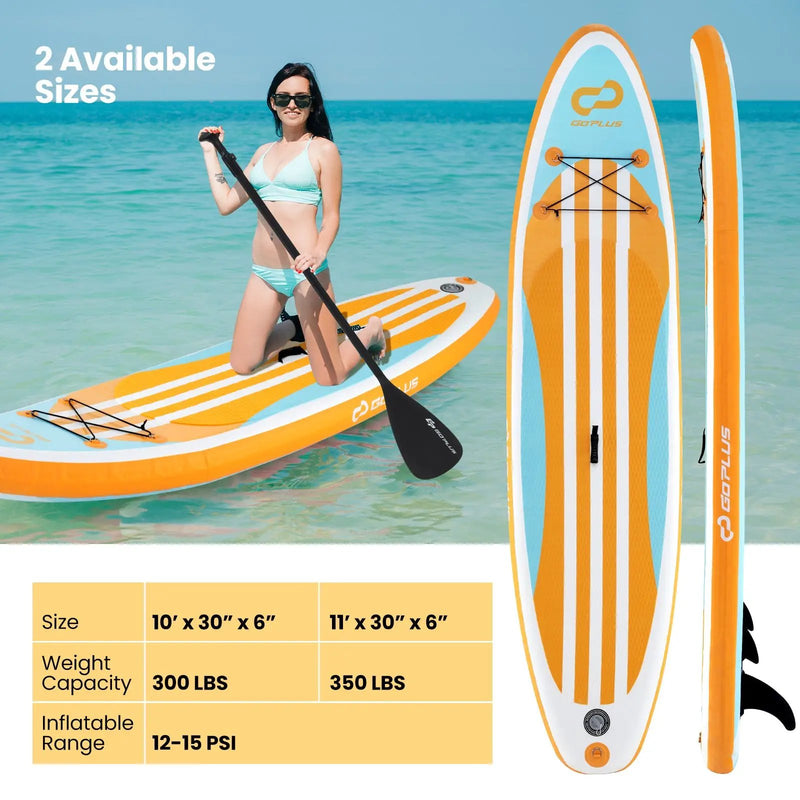 Inflatable Stand up Paddle Board with Adjustable Paddle and 3 Fins for Adults and Youths by DirectDeals