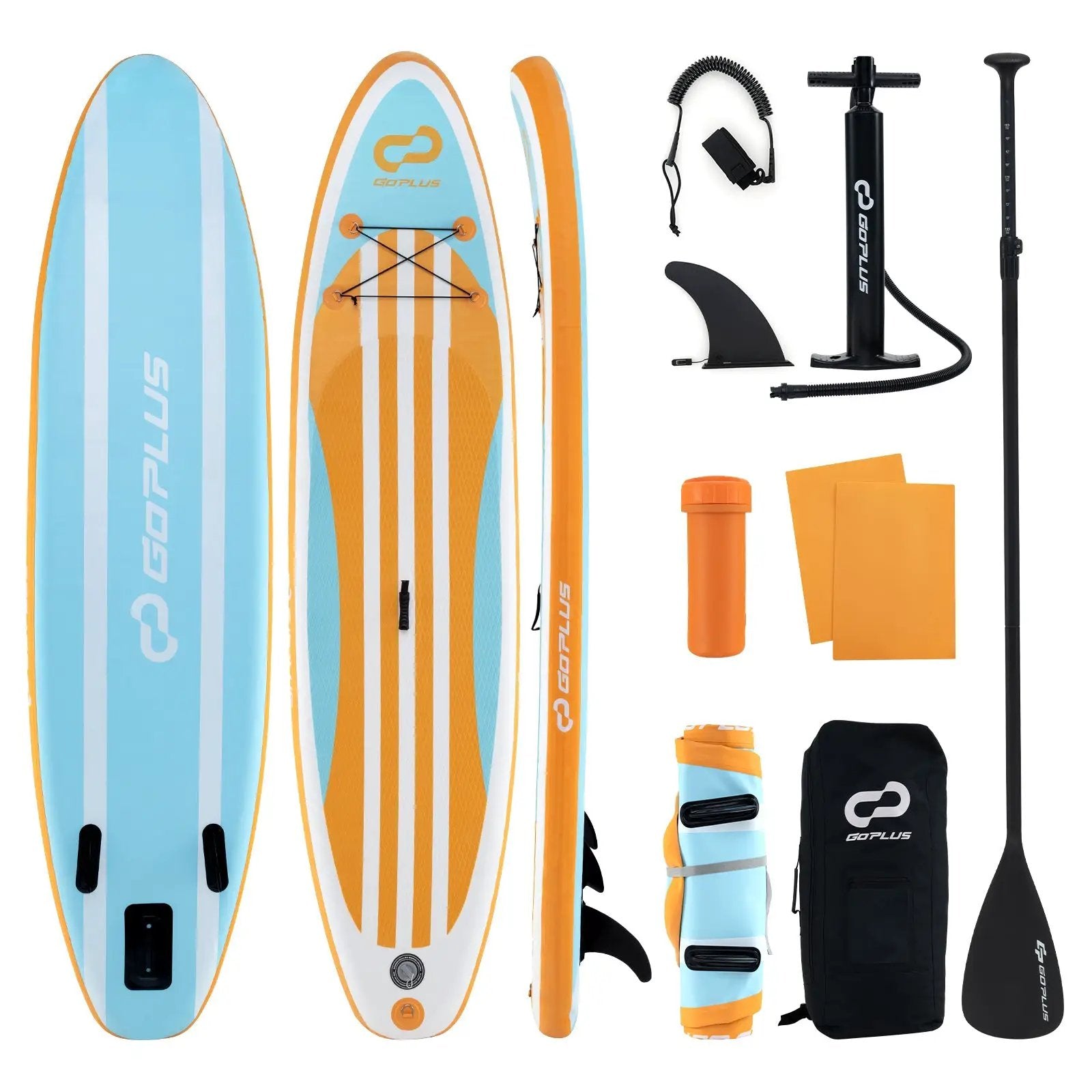 Inflatable Stand up Paddle Board with Adjustable Paddle and 3 Fins for Adults and Youths by DirectDeals
