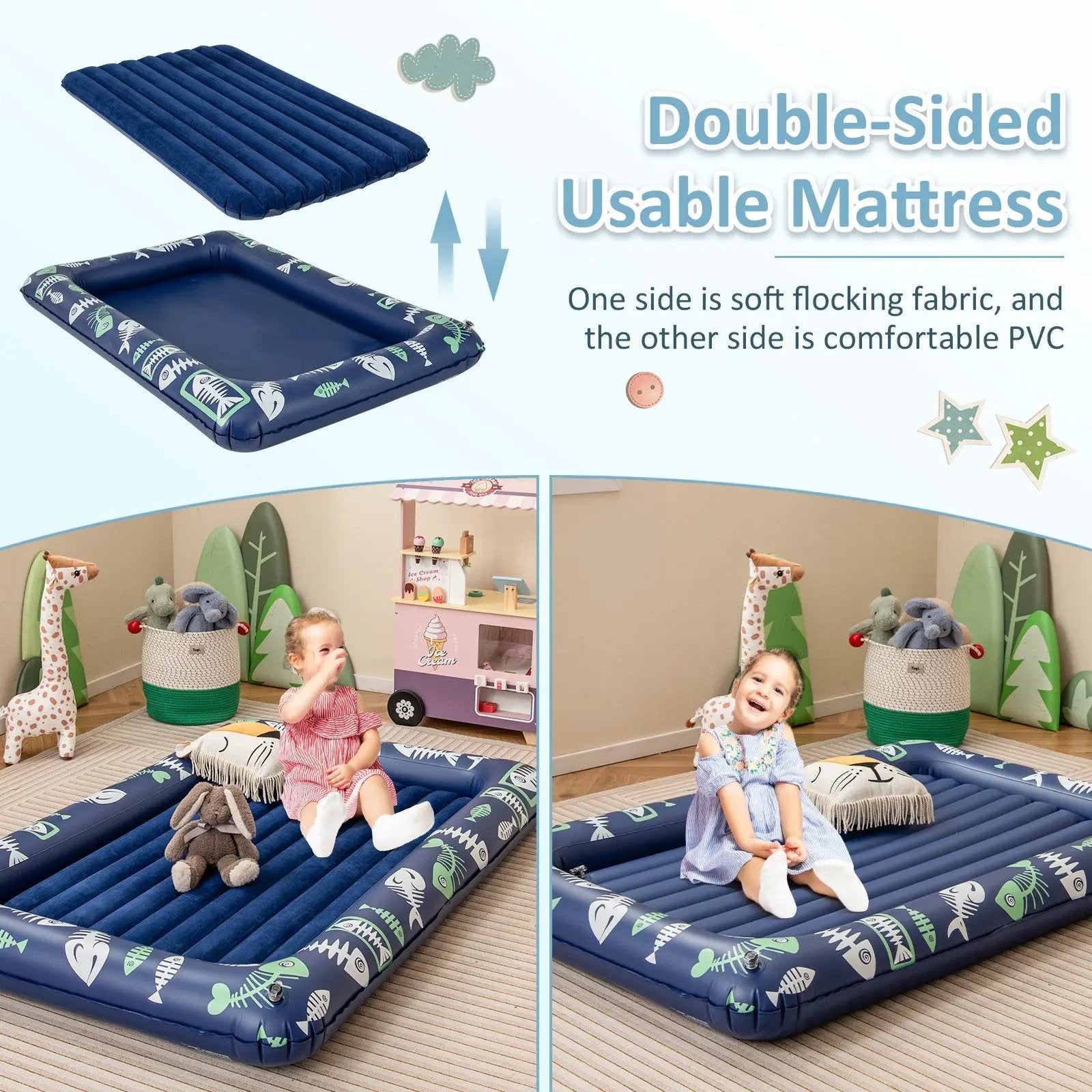Inflatable Toddler Travel Bed with Electric Pump and Raised Bed Rails by DirectDeals