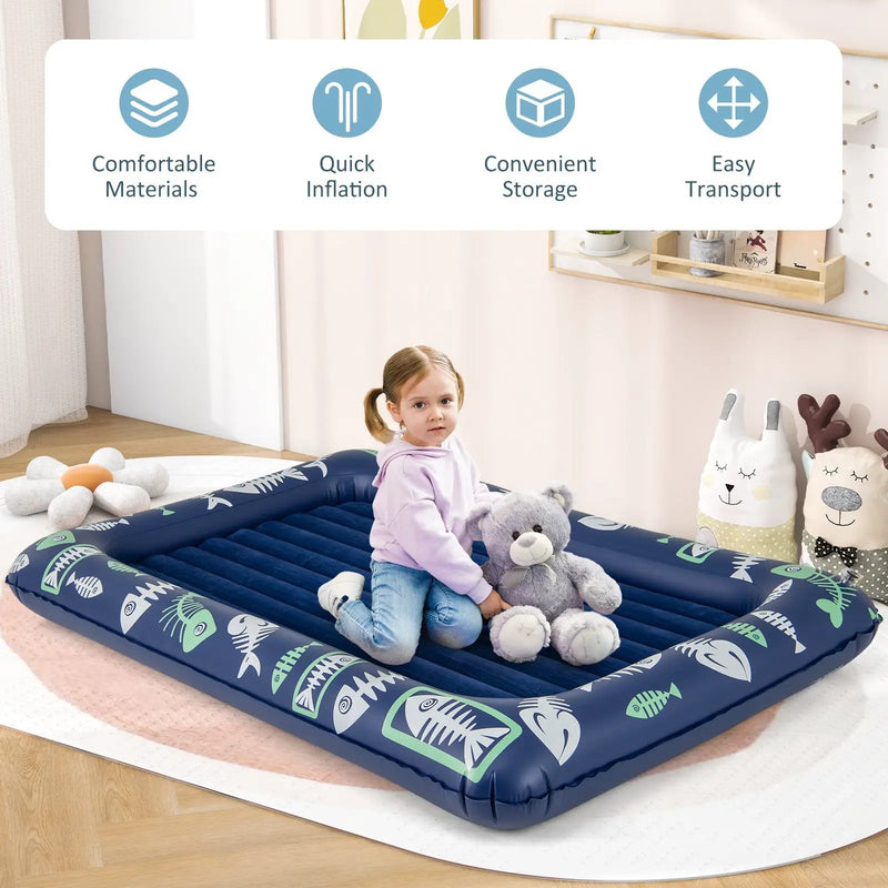 Inflatable Toddler Travel Bed with Electric Pump and Raised Bed Rails by DirectDeals