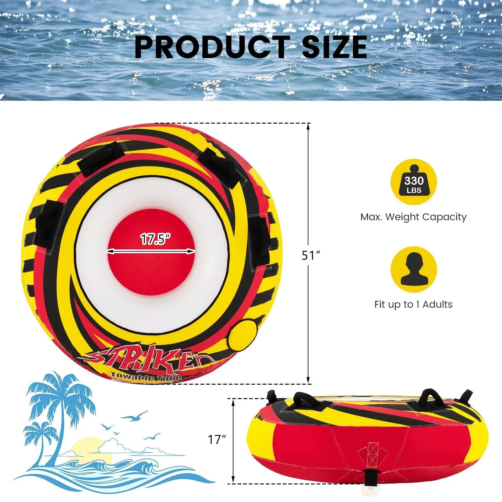 Inflatable Towable Tubes for Boating Water Sport by DirectDeals