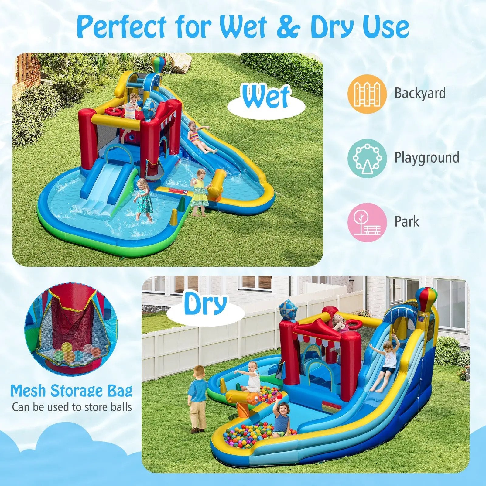 Inflatable Water Park Water Slide Wet Dry Combo Bounce House by DirectDeals