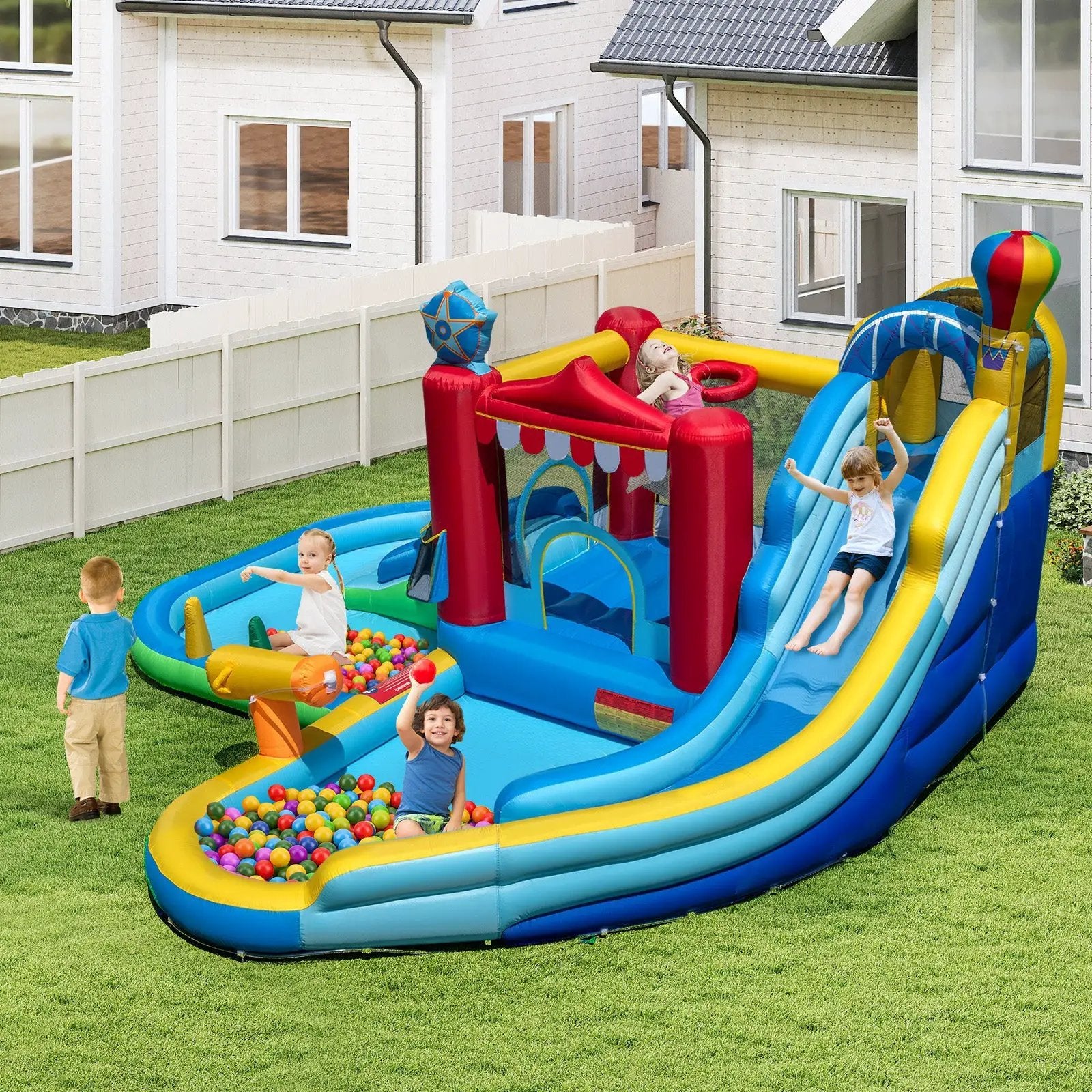 Inflatable Water Park Water Slide Wet Dry Combo Bounce House by DirectDeals