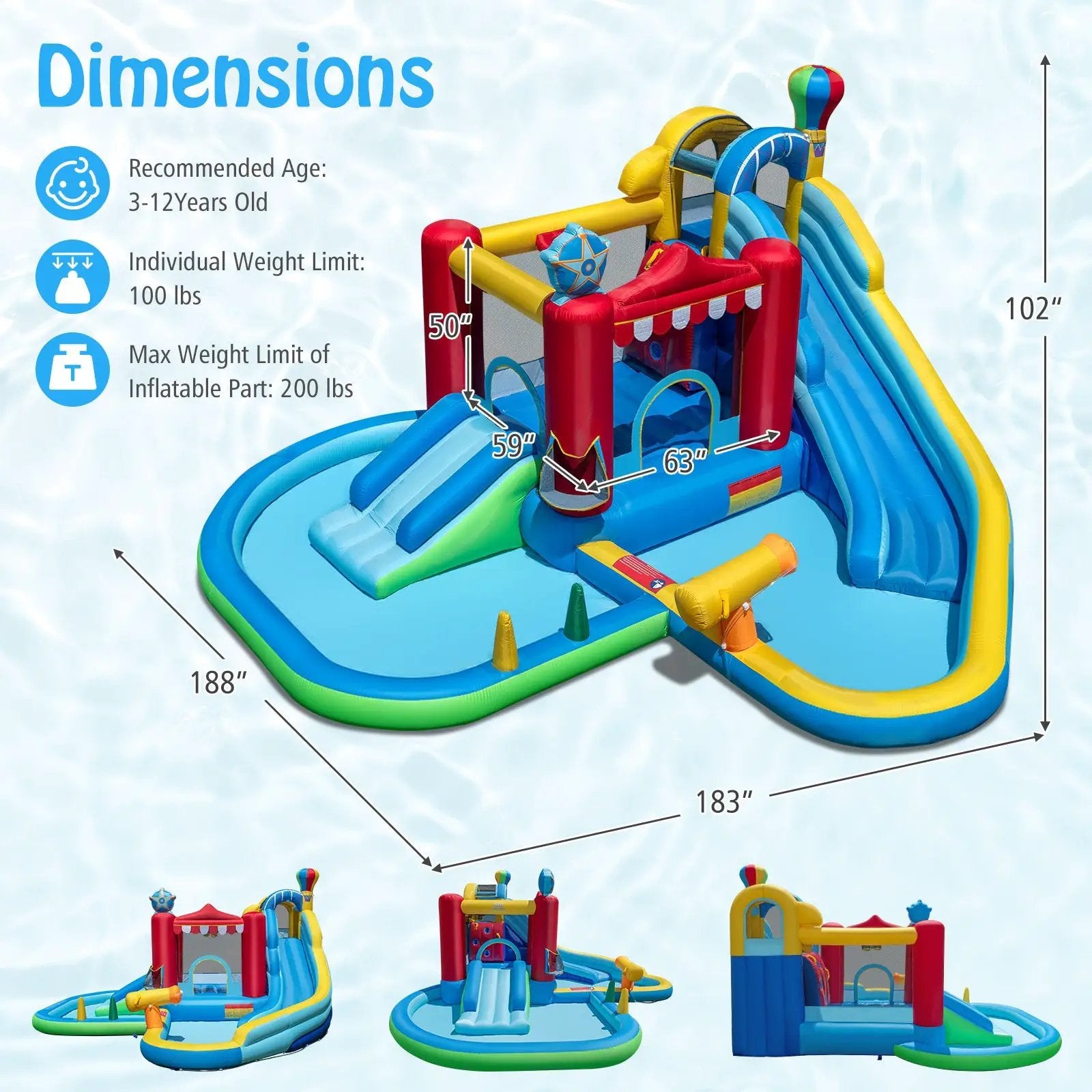 Inflatable Water Park Water Slide Wet Dry Combo Bounce House by DirectDeals