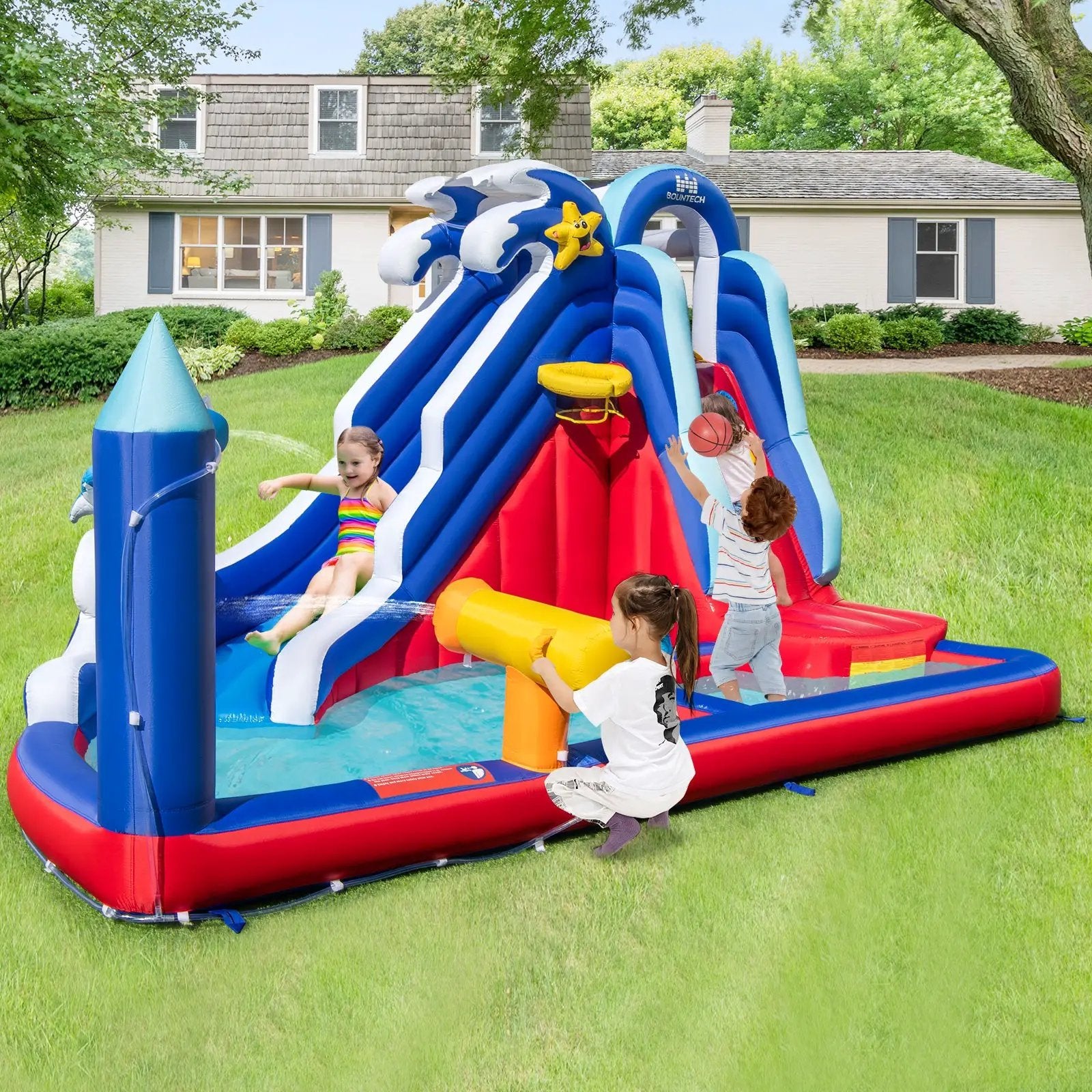 6-In-1 Inflatable Water Park with 735W Blower by DirectDeals